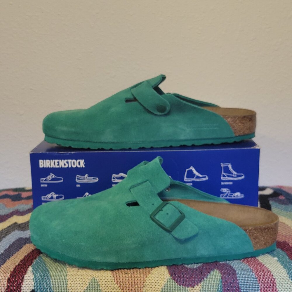 Digital Green Boston Leather Clog  by Birkenstock Size 12 Mens Regular Fit